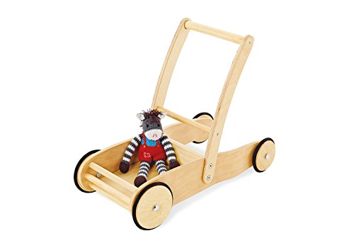 Pinolino 269376 Andador Uli, fabricado en madera, con sistema de frenado, andador con ruedas de madera engomadas, para niños de 1 a 6 años, natural