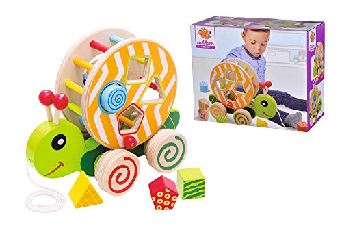 Eichhorn 100002231 Animal de arrastre, con 4 módulos enchufables diferentes, juguetes de madera de abedul con movimiento, para niños a partir de 1 año, tamaño: 15x24x19,5cm