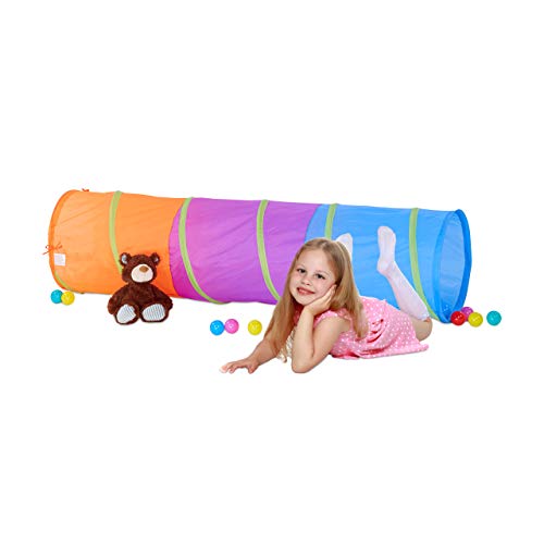 Relaxdays 10022470 túnel de juego para niños, colorido túnel de rastreo para niños y niñas, robusto túnel de rastreo emergente, colorido