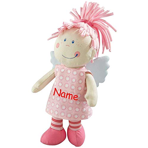 HABA Tine 3951 Ángel de la guarda con nombre bordado para bebé, regalo para muñeca de nacimiento, amuleto de la suerte, muñeca de trapo para niños