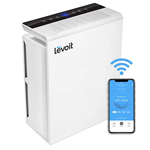 Purificador de aire WiFi Levoit, purificador de aire compatible con Alexa con sensor de calidad del aire, filtro HEPA H13 contra el 99,97% de olores de polen de polvo para alérgicos, fumadores, asma, temporizador y modo de suspensión de 23 dB, hasta 48㎡