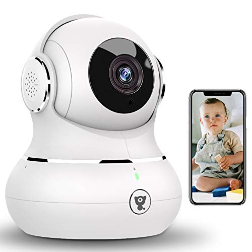 [Actualización 2021] Cámara de seguridad Cámara WLAN, Monitor para bebés Littlelf, cámara para perros 1080P con aplicación, detección de movimiento giratorio de 360 ​​°, visión nocturna con Alexa