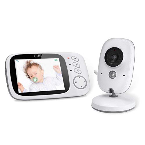 Monitor de bebé GHB monitor de bebé inteligente de 3,2 pulgadas con pantalla LCD TFT, cámara de visión nocturna y monitoreo de temperatura (unidad para bebés sin batería)