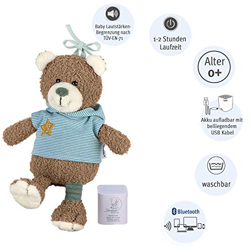Sterntaler 6352002 Baby Chilling Box Bear Ben, caja de música digital, incluye altavoz Bluetooth y cable USB, edad: bebés desde el nacimiento, 24 x 19 x 9 cm