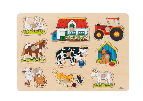 Goki 57908 Puzzle Farm apilable I, de colores