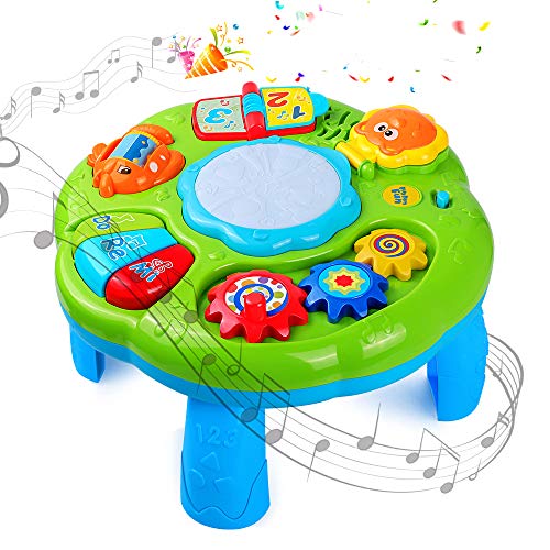 STOTOY mesa de juego musical juguetes para bebés 2 en 1 juguetes musicales de educación temprana, mesa de música para bebés, niños pequeños, niños y niñas a partir de 18 meses