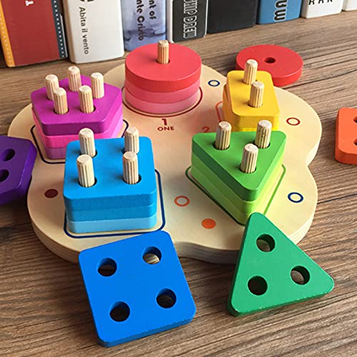 Shhjjyp Toys 1+ años Juguetes educativos de madera Tablero de clavijas Juego de clavijas con formas geométricas Regalo geométrico Habilidades motoras Juguetes Juguetes educativos para niñas pequeñas
