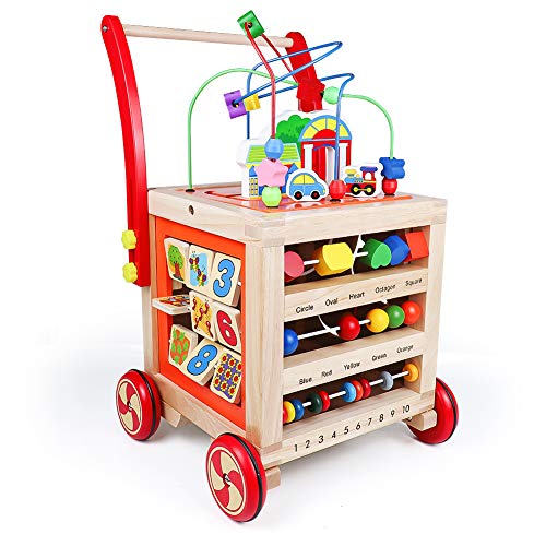 Andador para bebés andador de madera andador andador andador andador juguetes para bebés a partir de 12 meses, andador para bebés juguetes para bebés a partir de 1 año, andador de madera juguetes educativos juguetes de madera a partir de 1 año niña niño