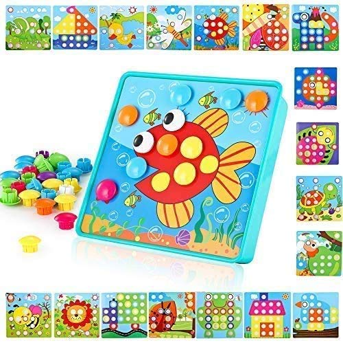 Juego enchufable de mosaico TINOTEEN para niños, mosaico enchufable de juguete educativo con 50 cuentas enchufables y 18 placas enchufables de colores