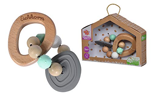 Eichhorn - Mordedor Baby Pure - fabricado en madera de haya, juguete de madera sostenible, con elemento de mordida, ayuda para la dentición, sin BPA, apto para niños desde los primeros meses de vida