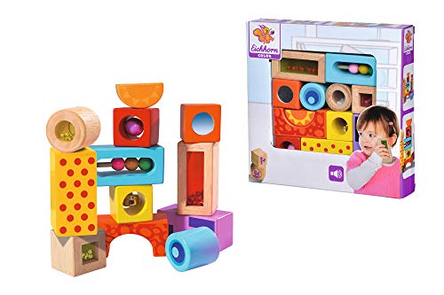 Eichhorn bloques de construcción de sonido de madera, 12 bloques de construcción de sonido impresos en colores con diferentes ruidos, bloques de construcción de madera de abedul para niños a partir de 12 meses