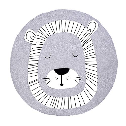 Alfombra de juego de algodón grande y suavemente acolchada de 90 x 90 cm para bebés (león)