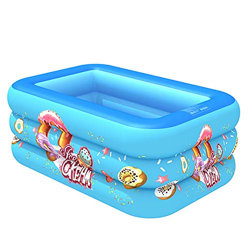 Piscina inflable rectangular ZTHHS, piscina infantil para niños pequeños, niños, adultos y familias, sobre el suelo, patio trasero, al aire libre, fiesta de verano en el agua, 150 cm