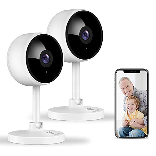 Cámara de vigilancia Littlelf, cámara WiFi 1080P de 2 piezas, cámara para perros con detector de movimiento, visión nocturna y audio bidireccional, cámara para bebés con aplicación para smartphone iOS y Android, compatible con Alexa